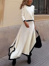 Falda de suéter irregular con elegante contraste de colores